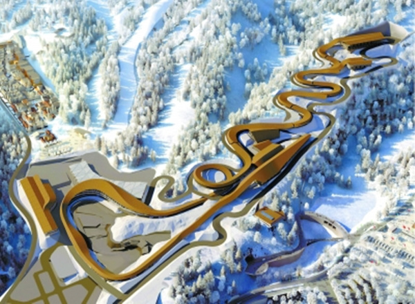 冬奥会国家雪车雪橇中心赛道游龙初现